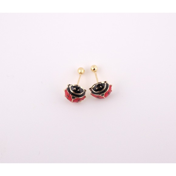 Women's Whimsical 14k Gold Jewelry Ladybug Animal Stud Mini Earrings ** - Picture 10 of 10